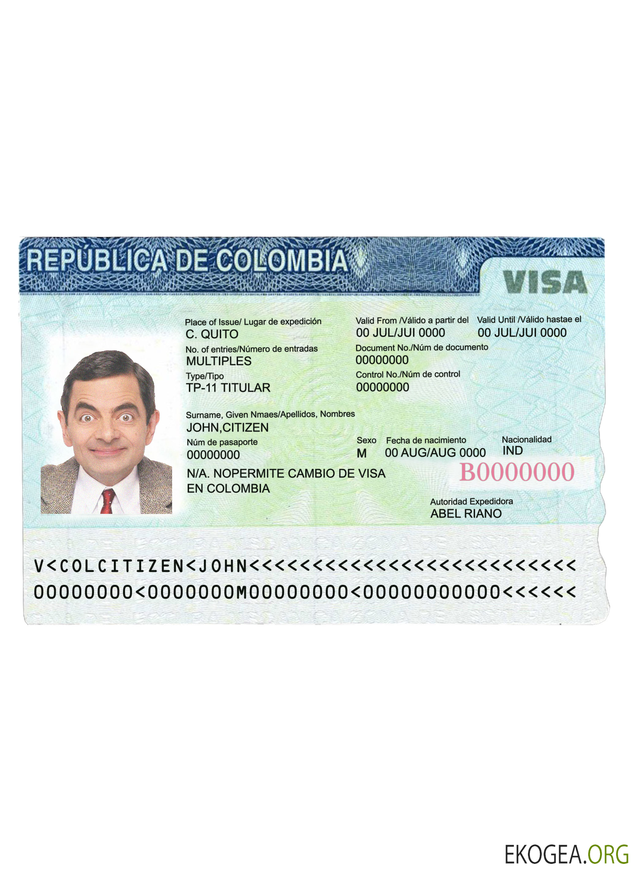Visa de voyage pour la Colombie